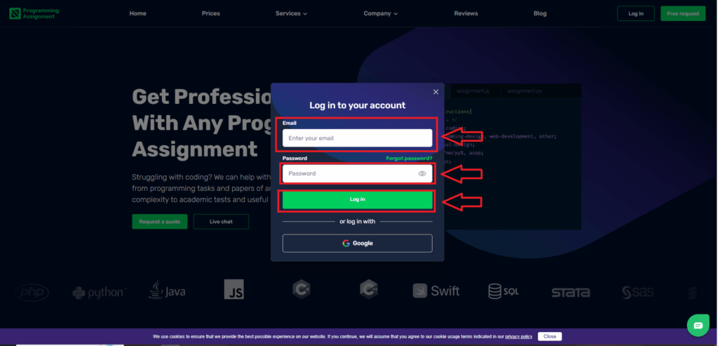Log in to your account